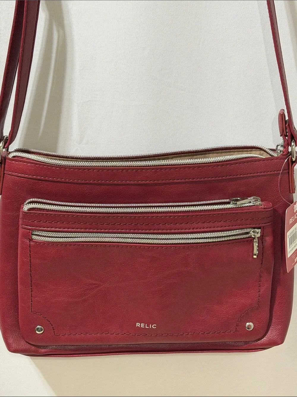 Relic Crossbody Bag in Red with Silver Hardware